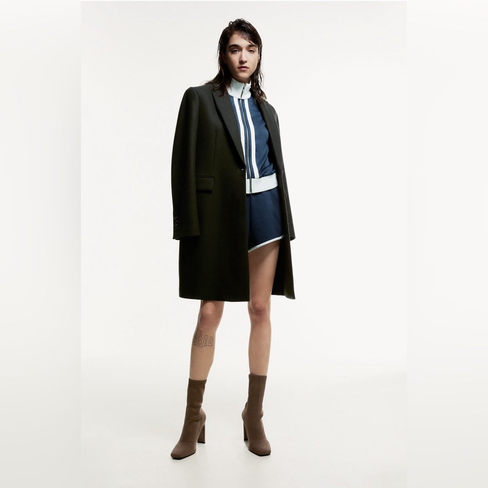 Zara Heeled Sock-Style Ankle Boots in Size 8 Color Camel Brown.